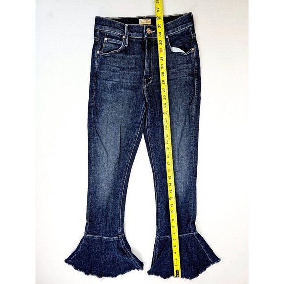 Mother Size 26X27 Women's The Cha Cha Fray Girl Crush Blue Denim Flare Jeans USA - Picture 14 of 14